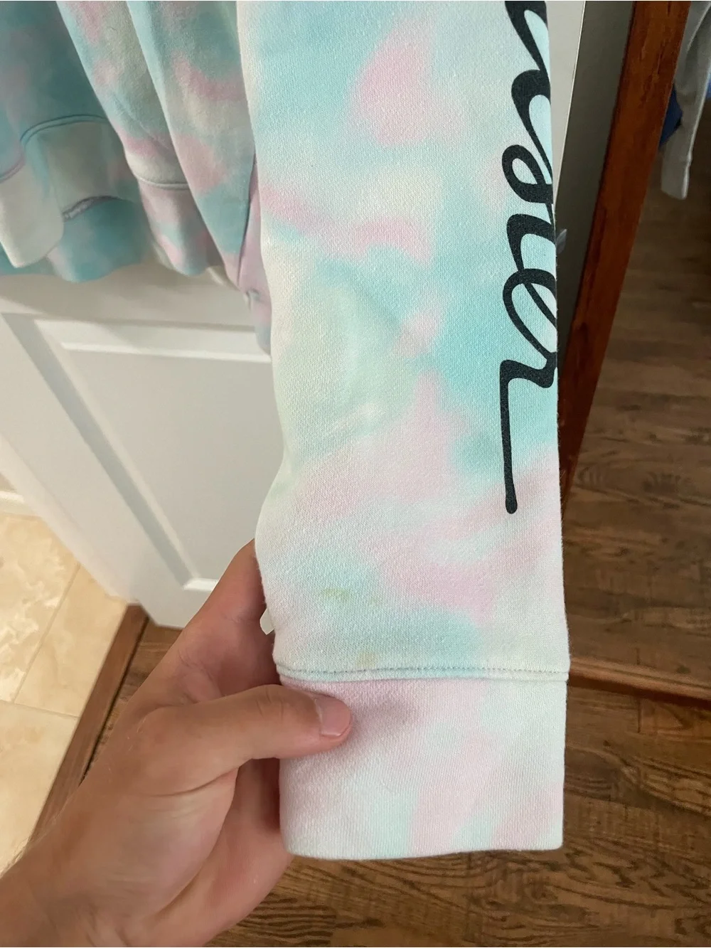 Hollister Pastel Tie-Dye Pullover Hoodie - Pink & Light Blue